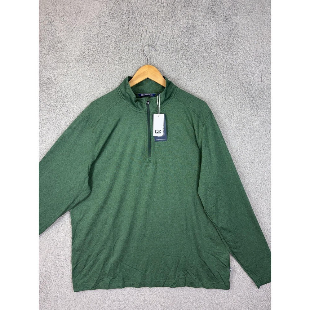 Cutter & Buck Pullover Mens XL Green 1/4 Zip Long Sleeve Golf Performance Top